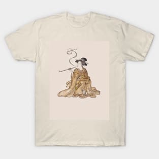 Oriental Fung Shui Japanese Smoking Lady T-Shirt